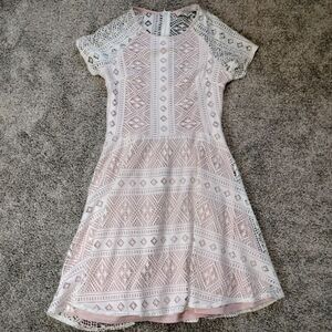 Adam Levine Lace Coquette Pink and White Flowy Easter Girly Dress Sz M